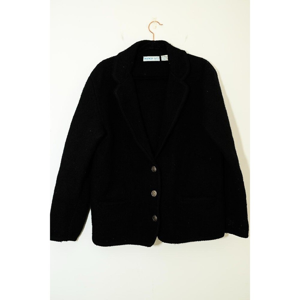 Northern Isles Black Wool Jacket 3 Button Blazer Coat 10